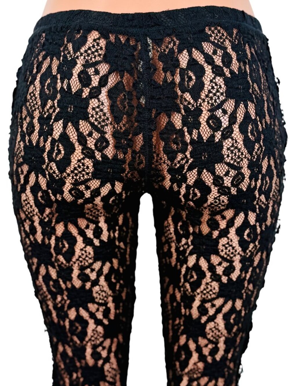 NWT Free People Black Sheer Floral Lace Leggings | Whimsigoth Dark Coquette Boho - Picture 9 of 16